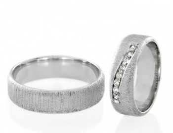 344 - Ročno izdelana poročna prstana iz belega zlata