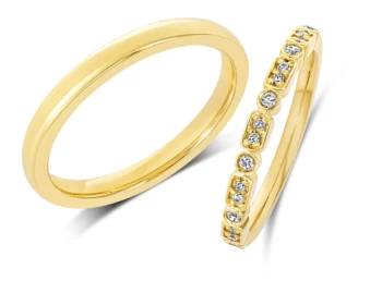 Poročna prstana iz rumenega zlata in z briljanti., št. 439