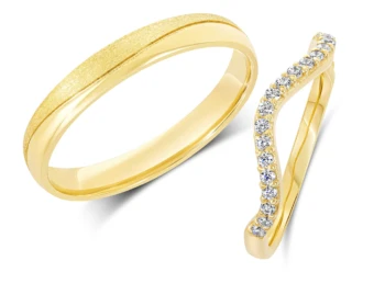 Poročna prstana iz rumenega zlata in z briljanti., št. 440