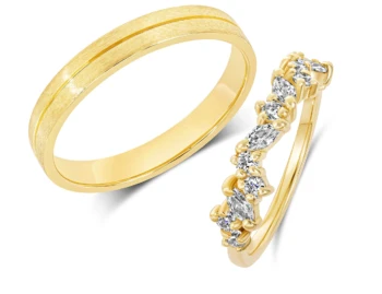 Poročni prstani iz rumenega zlata in z različnimi briljanti, št. 443